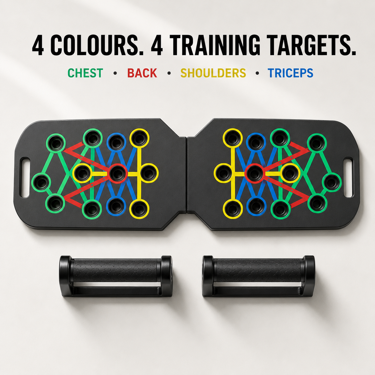Multifunctional Foldable Push-Up Board System – Colour-Coded Upper-Body Training Set